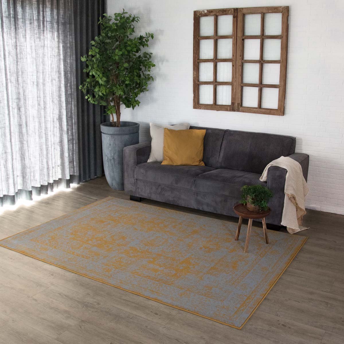 Vintage Vloerkleed Orbis - Joy de Vivre - goud/grijs 80x150 cm