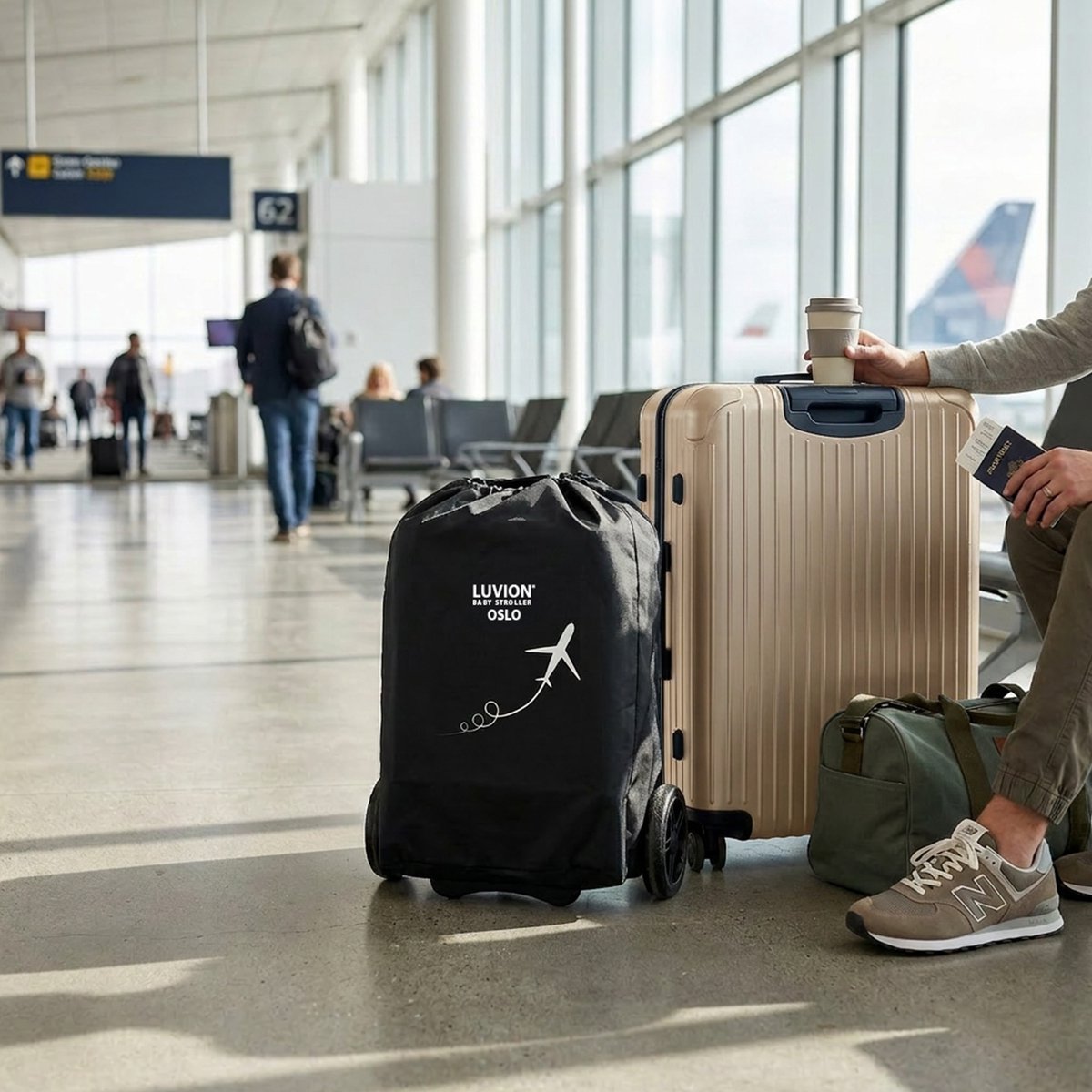 LUVION® Oslo Buggy - Plooibuggy lichtgewicht inklapbaar - Beige - Inclusief Travel Bag — cadeau in Cadeau-ideeën - foto 8