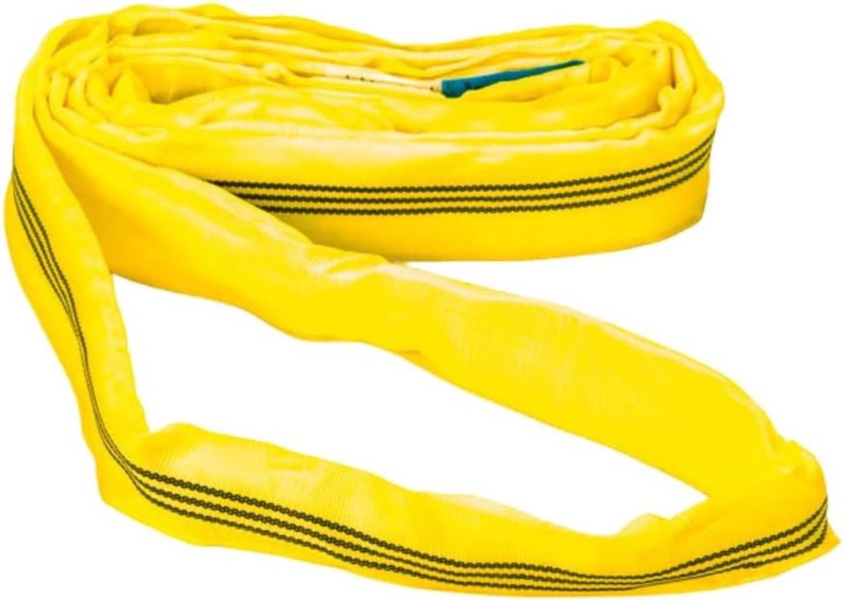 Ronde lus - Hefband draagriem - Lading veilig hijsen - Polyester kern - 4 meter 3000 kg - Geel