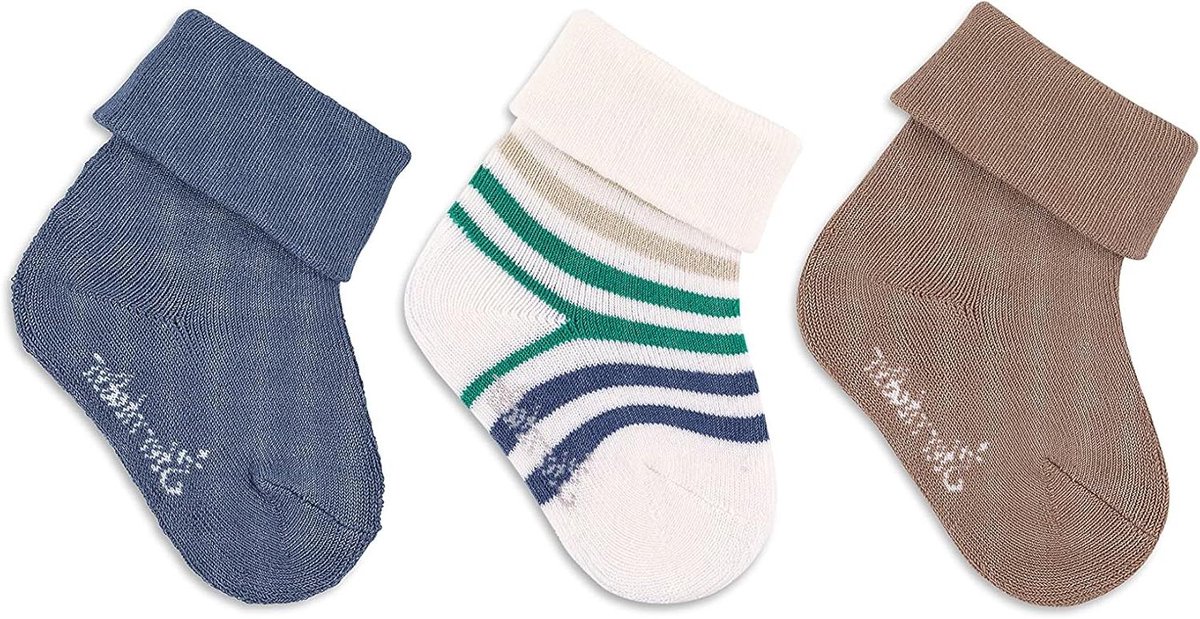 Babysokken 3-pack - Kindersokken baby - Comfortabel dragen - Volledig pluche - 3 stuks - Uni+ringel