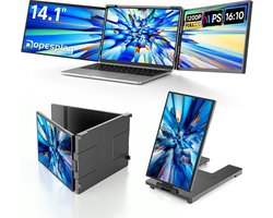 LeeuwenChoice® Laptopscherm Uitbreiding 2x Extra Scherm - 14,1 Inch Laptops - Schermverlenger Triple Dual 1200P IPS - Draagbare Monitor Voor Windows PC. MacBook, Chrome Laptop - USB-C Type