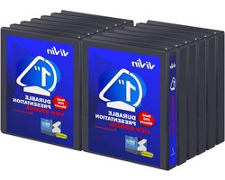 ViVin Duurzame D-ringmappen, 1 inch 3 ringmappen, aanpasbare transparante hoes, houdt 225 vellen Amerikaans briefpapier vast, 12 stuks, zwart