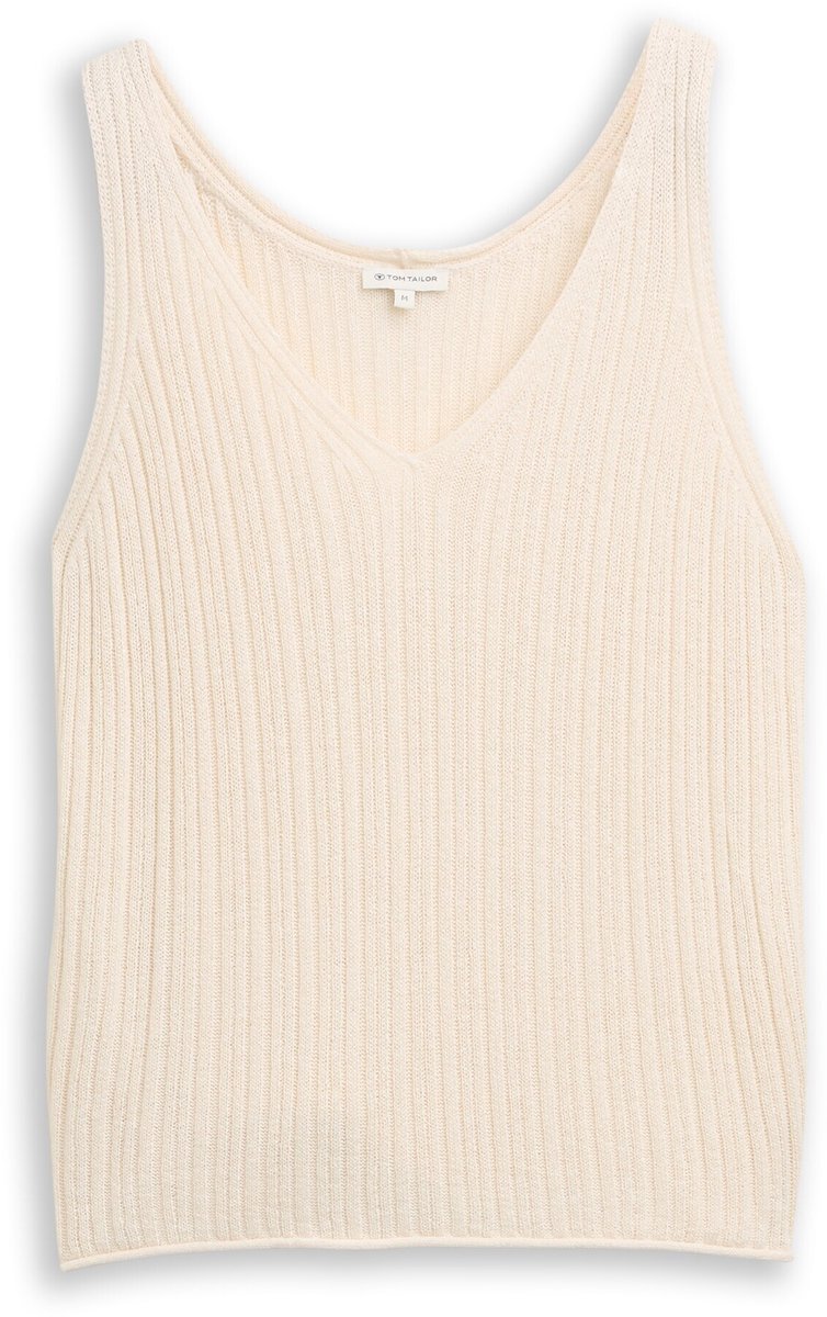 Tom Tailor - Gebreide top met V-hals - Maat S - Dove White