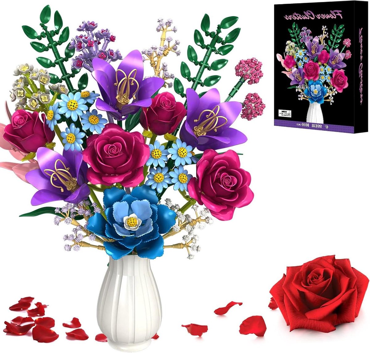 Boeket Bouwpakket - Kunstbloemen Bouwset - Decoratie Maken - 21 Botanicals - 1004 Delen - Multicolor