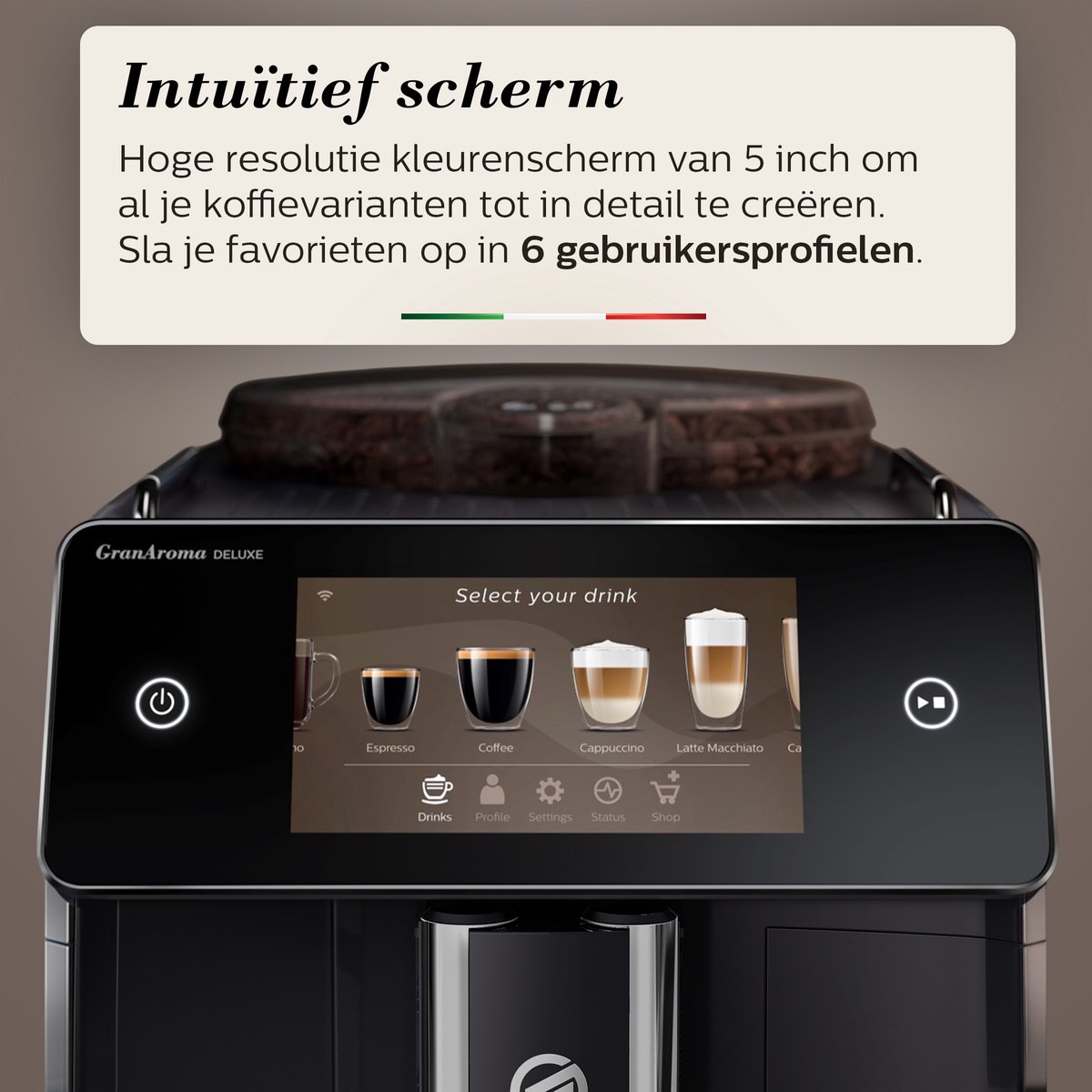 Saeco GranAroma Deluxe SM6680/00 - Zwart - Espressomachine - 18 Dranken met melksysteem - Groot scherm - Slim & verbonden - Volautomatisch - Koffiemachine met bonen + AquaClean filter — afbeelding 7