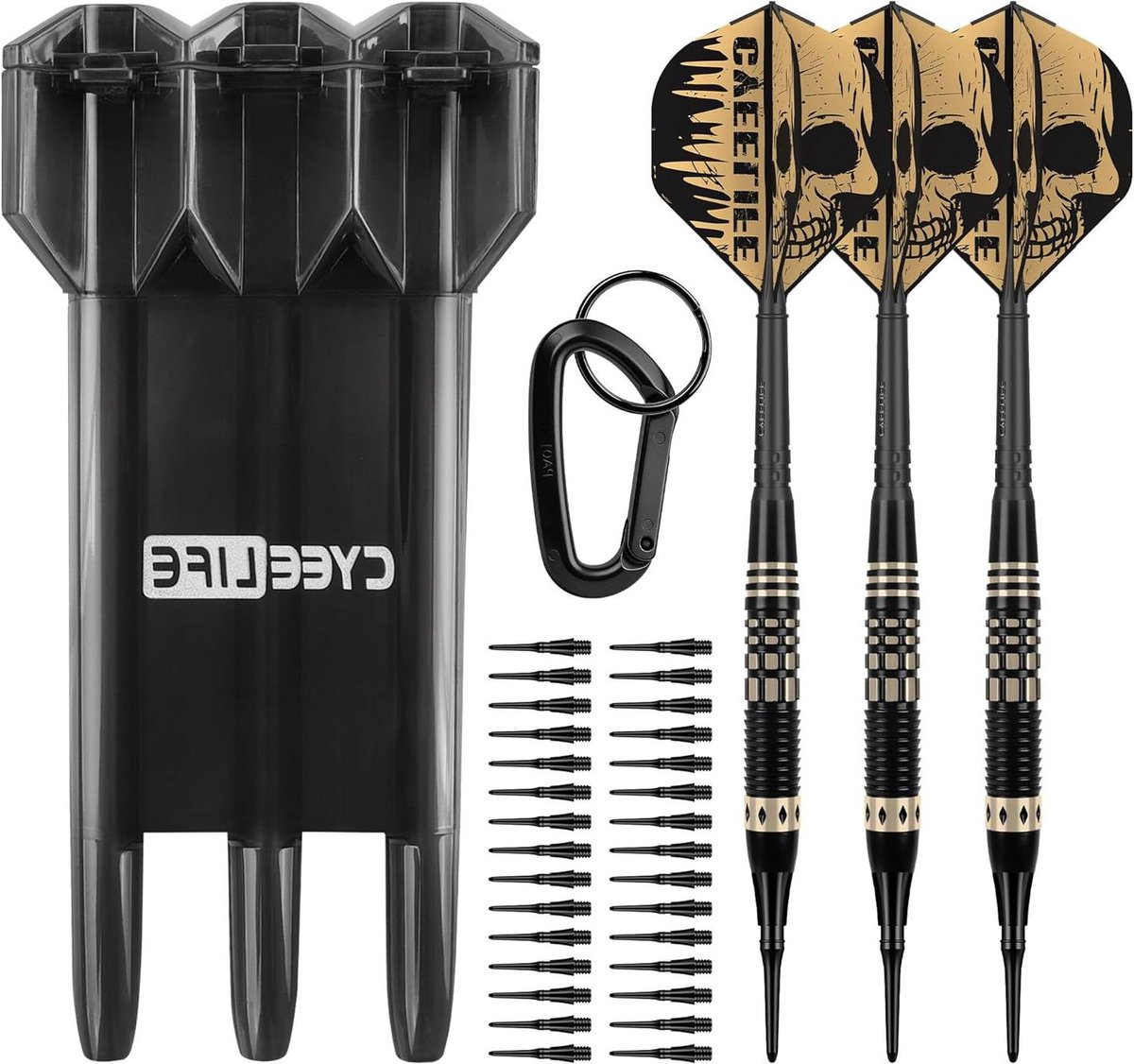Soft Tip Darts - Plastic Tip Darts - Elektronisch Dartbord Spelen - Geïntegreerd Vluchtontwerp - 16 gram - Zwart