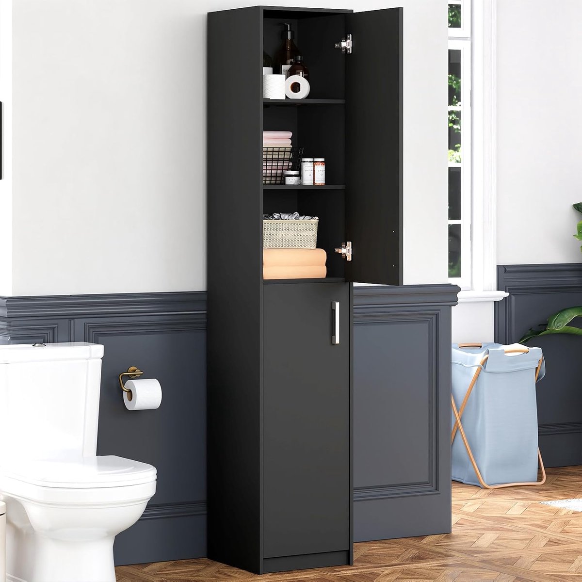 Luxe Boekenkast – Zwart – 35x35x180 cm – Industrohome