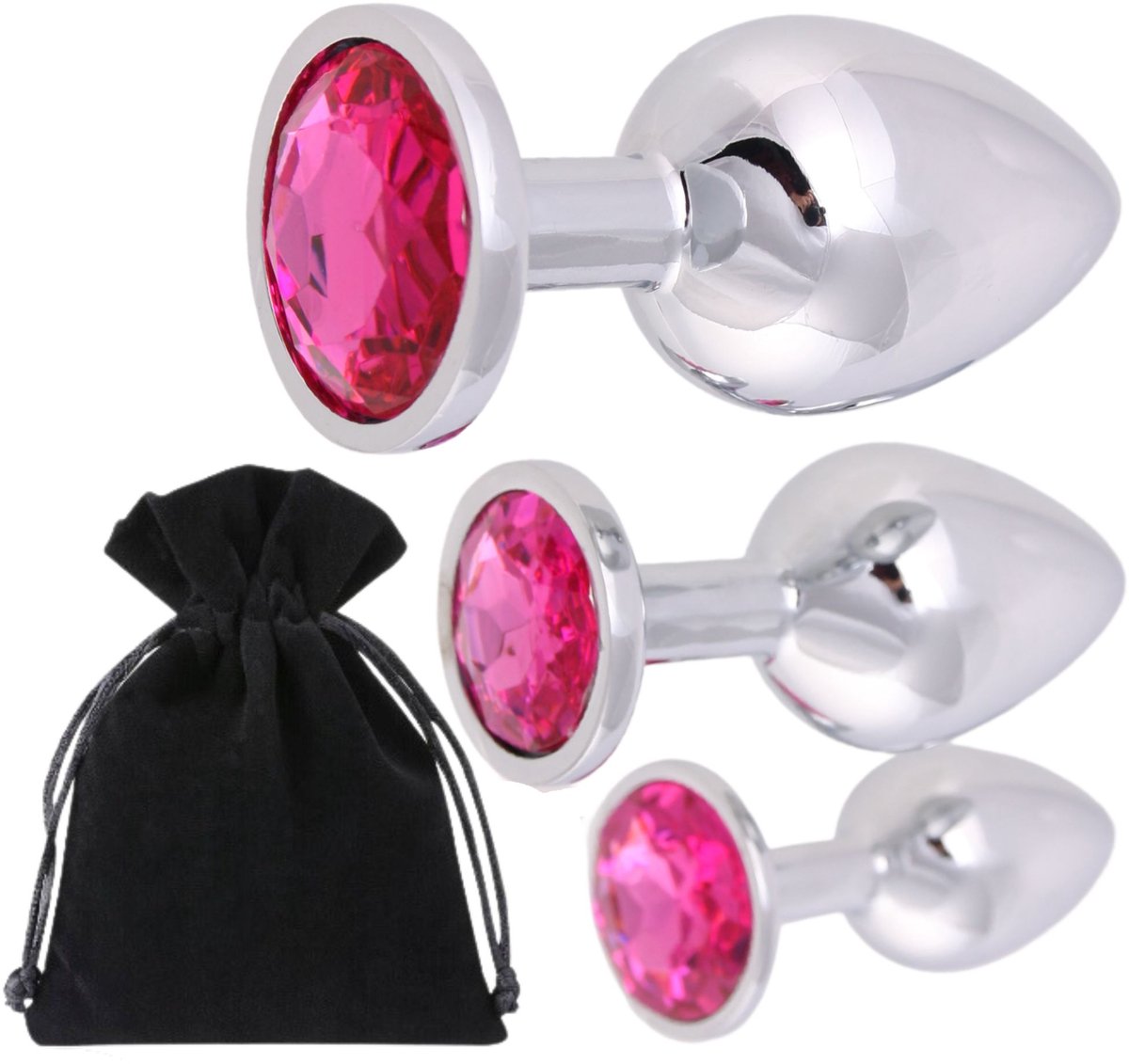 MONA - Anale Plugset - 3 Stuks - Roestvrij Staal - Hypoallergeen - 7-9 cm