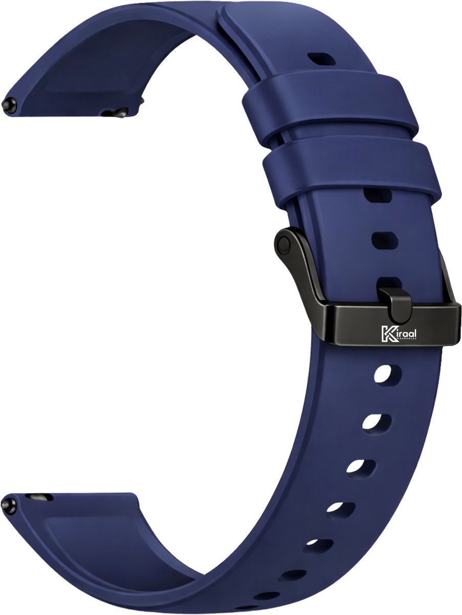 Kiraal - Premium Luxe siliconen horlogebandje - Siliconen - 20mm - Blauw - Smartwatch bandje - Universeel