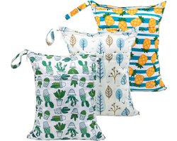 Babygoal 3LN05 Set of 3 Washable Travel Bags for Swimsuits and Wet Clothes with Two Zip Pockets
