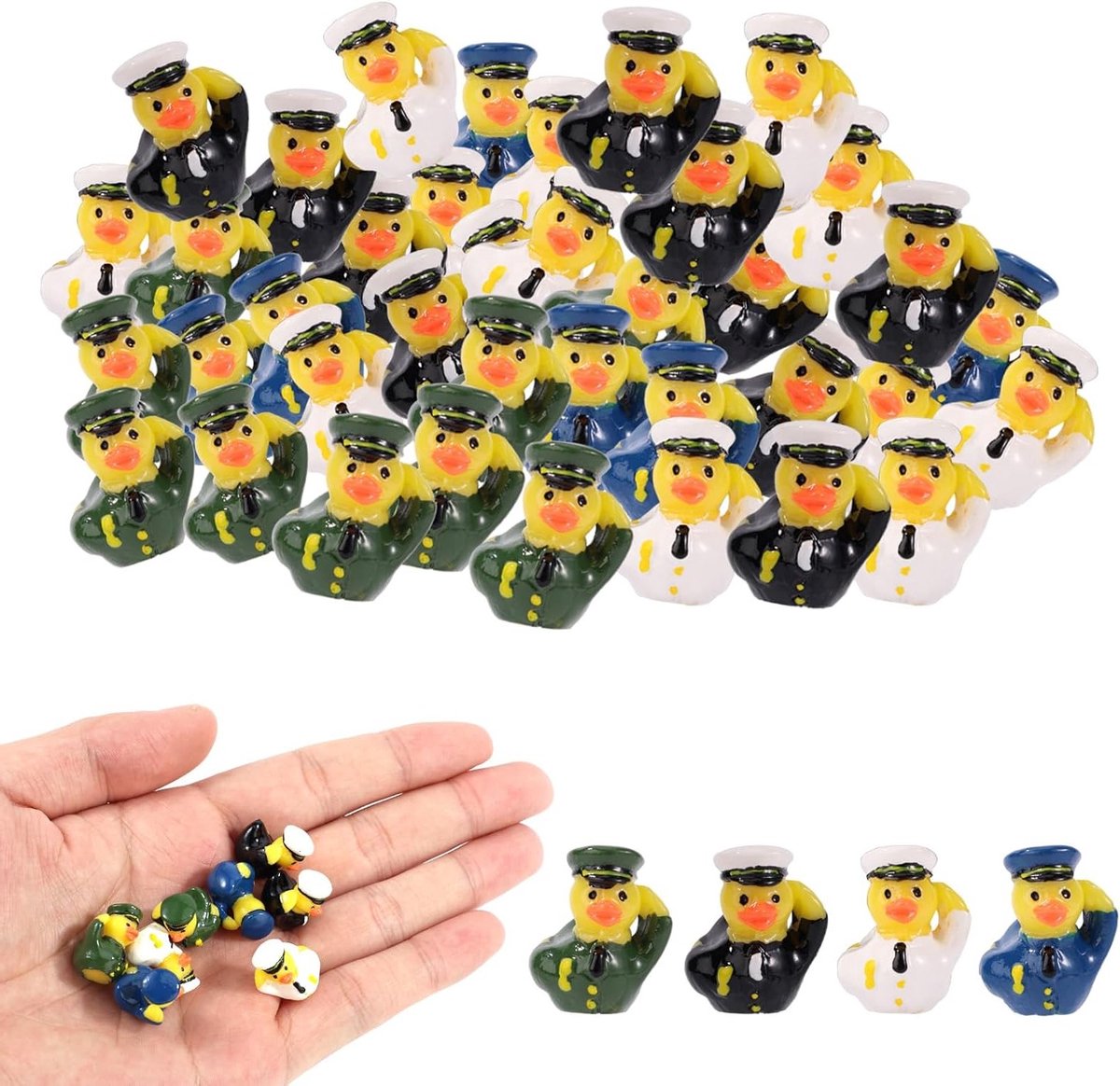 80 Stuks Miniature Militaire Eenden, Houten Decoratie voor Tuin, Huis en Feestjes - Schattige Accessoires voor Micro-Landschappen en Verzamelingen