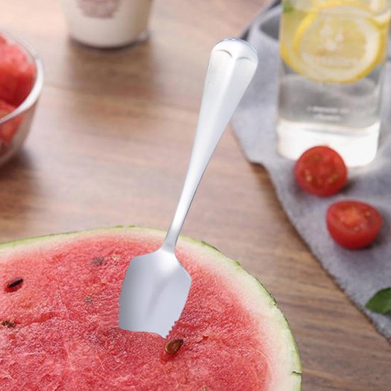 Grapefruit lepels gekarteld roestvrij staal - lange steel roestvrij staal gekartelde lepel - Modieus zilverwerk keukengereedschap voor kiwi, dessert, citrusvruchten — afbeelding 3