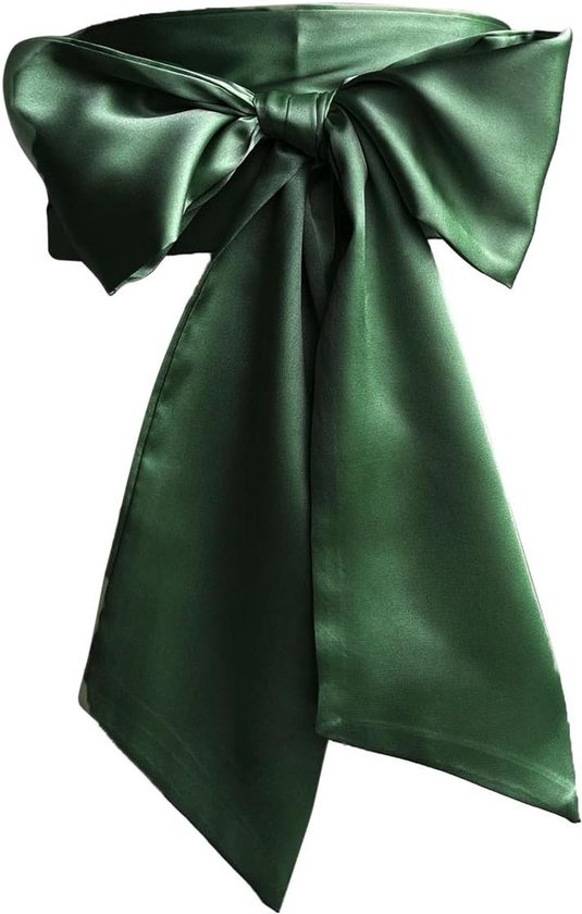 Foto: Dames sjerp bruidsriem taille lint bruiloftsfeest accessoire brede satijnen strik 95 x 250 cm groen