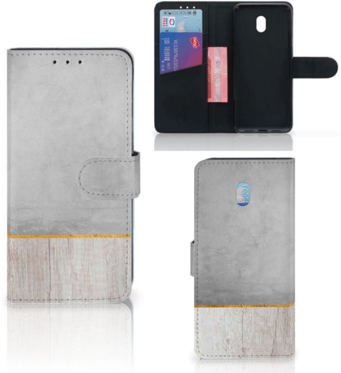 Xiaomi Redmi 8A Book Style Case Wood Concrete