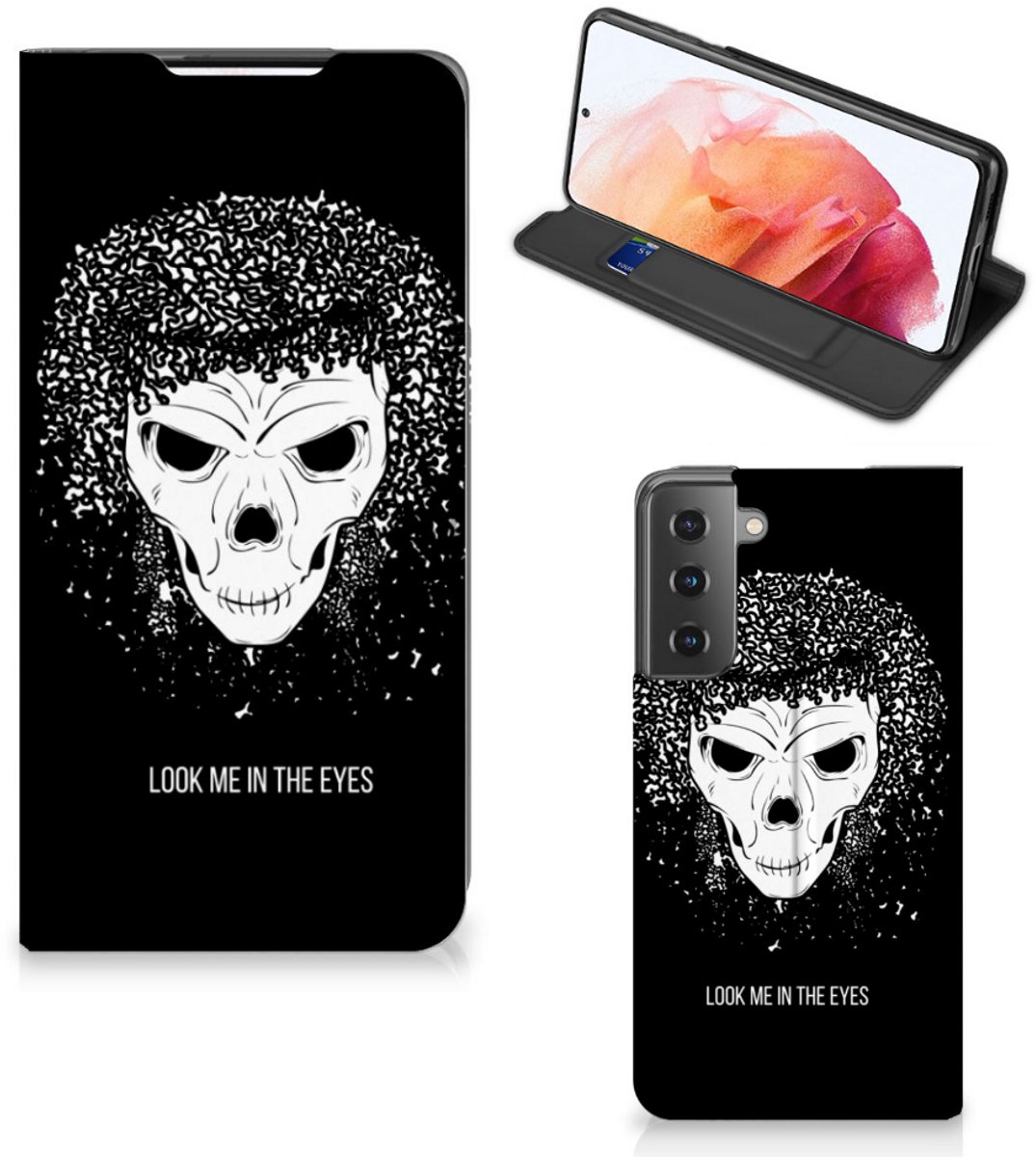 Mobiel BookCase Samsung Galaxy S21 Skull Hair