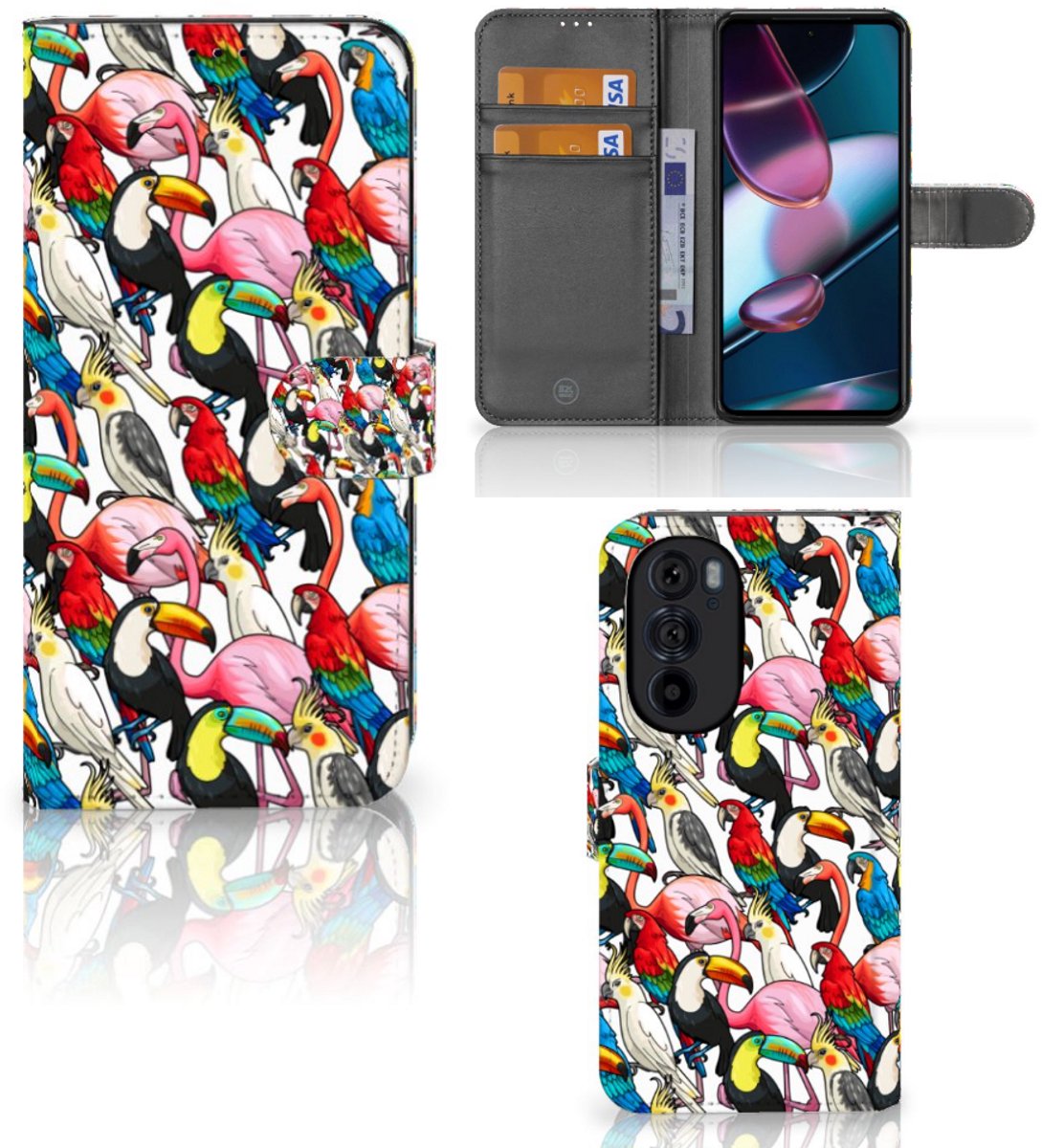 Motorola Edge 30 Pro Telefoonhoesje met Pasjes Birds