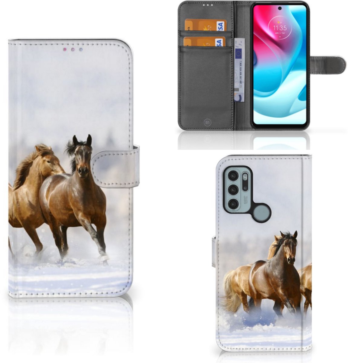 Motorola Moto G60s Telefoonhoesje met Pasjes Paarden