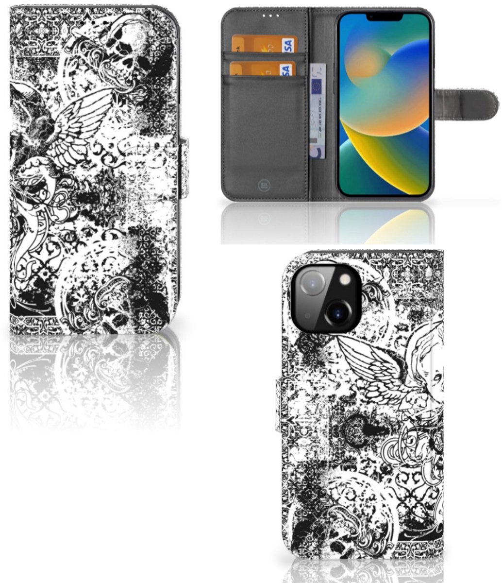 Telefoonhoesje met Naam Apple iPhone 14 Skulls Angel