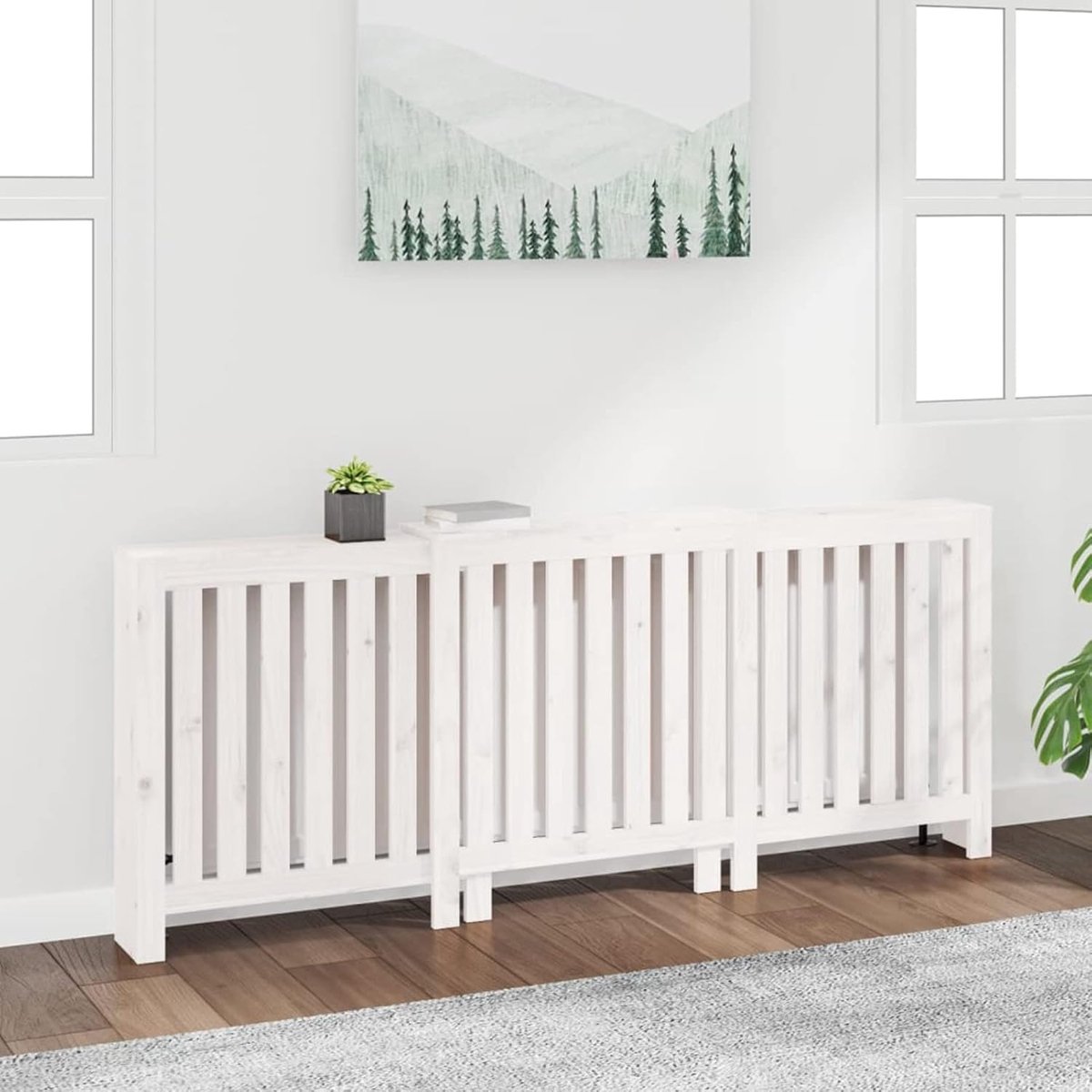 Muurverwarming Radiatorombouw Wit Hout - 210x21x85 cm