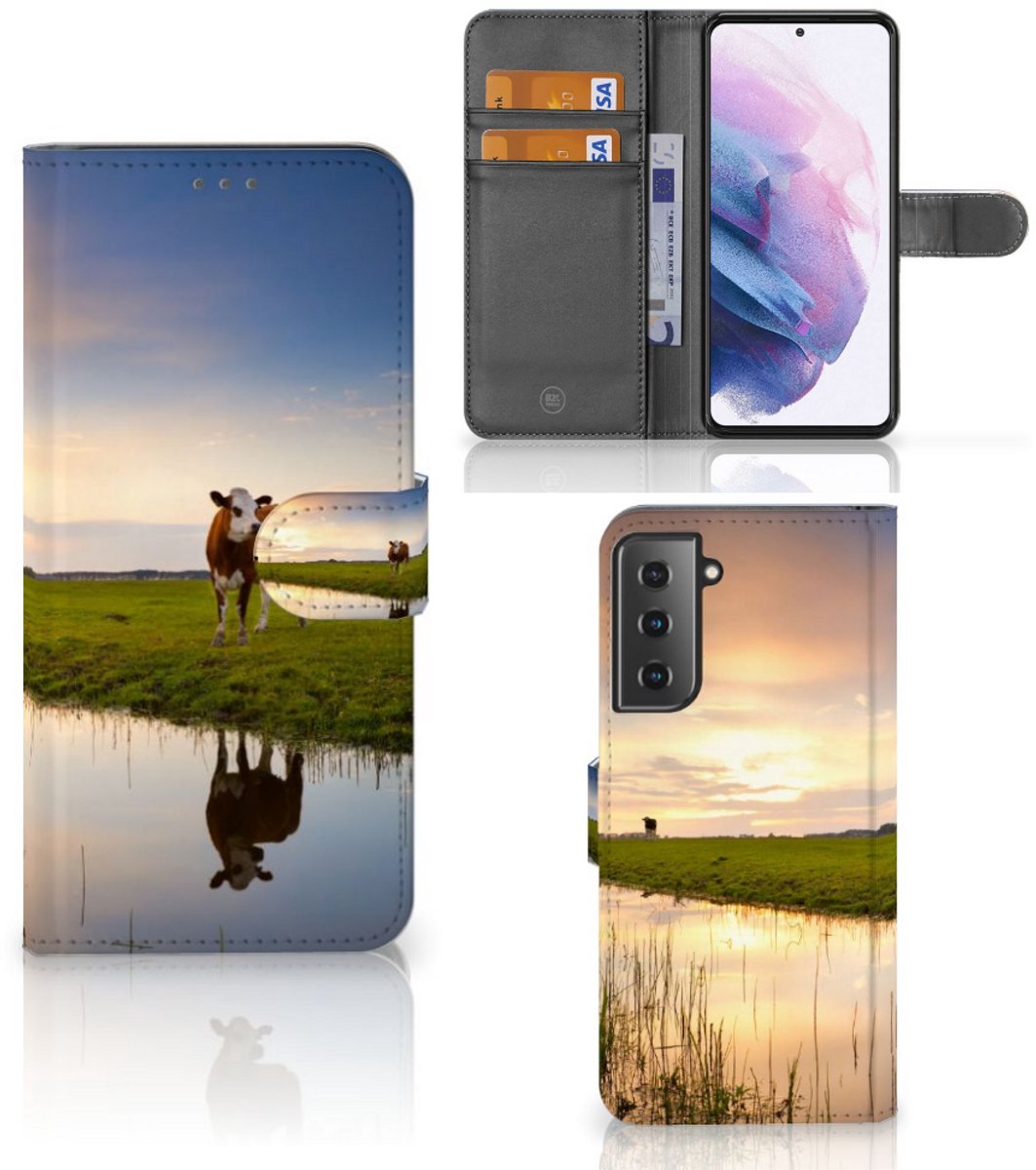 Samsung Galaxy S21 Plus Telefoonhoesje met Pasjes Koe