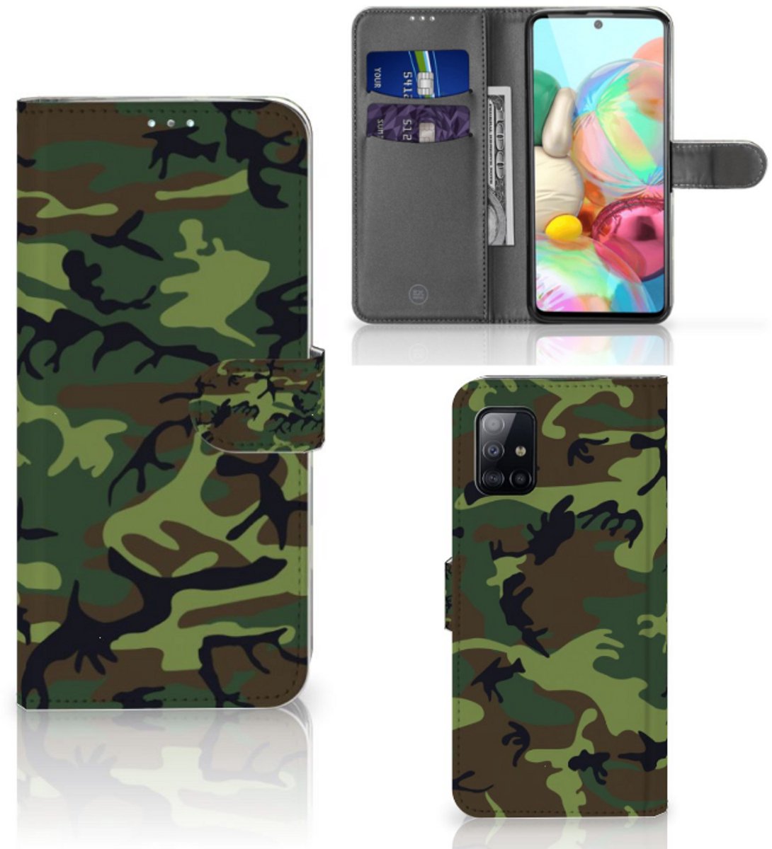 Samsung Galaxy A71 Telefoon Hoesje Army Dark