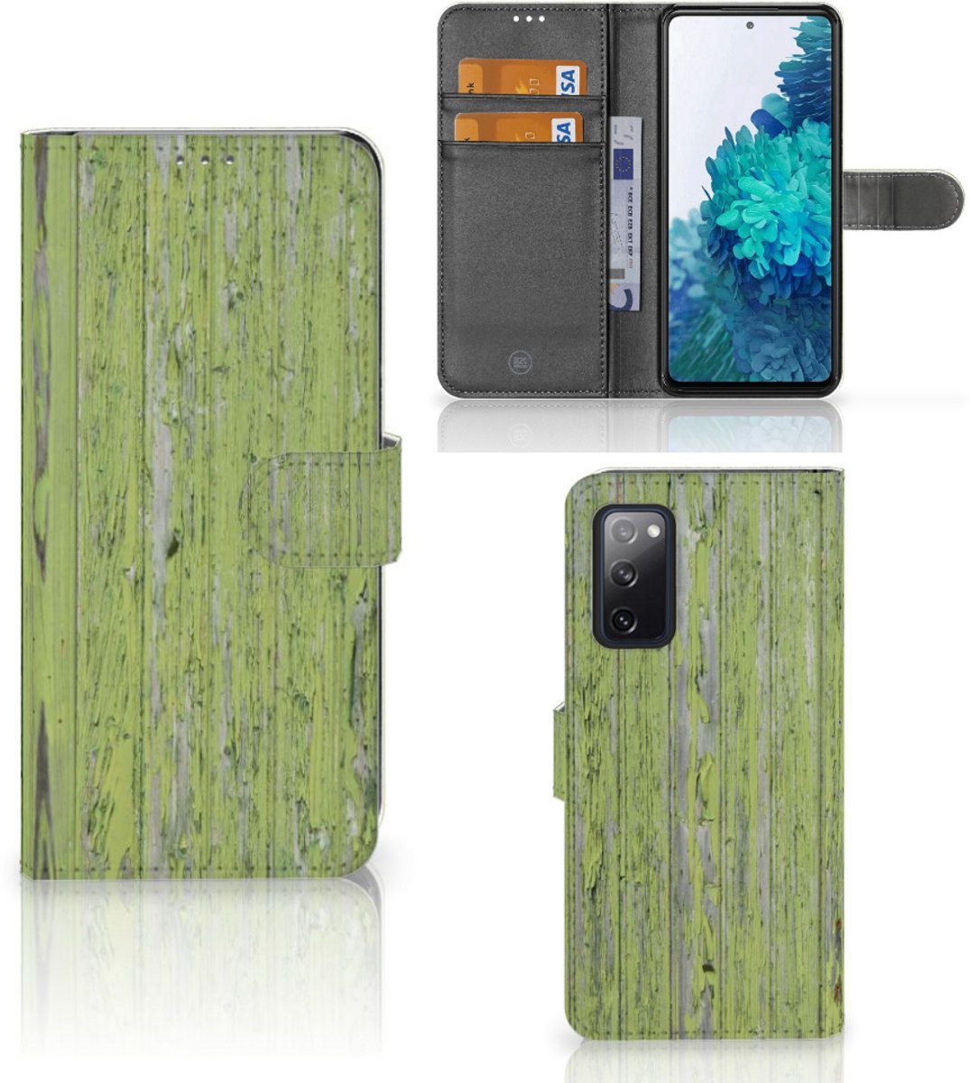 Samsung Galaxy S20 FE Book Style Case Green Wood