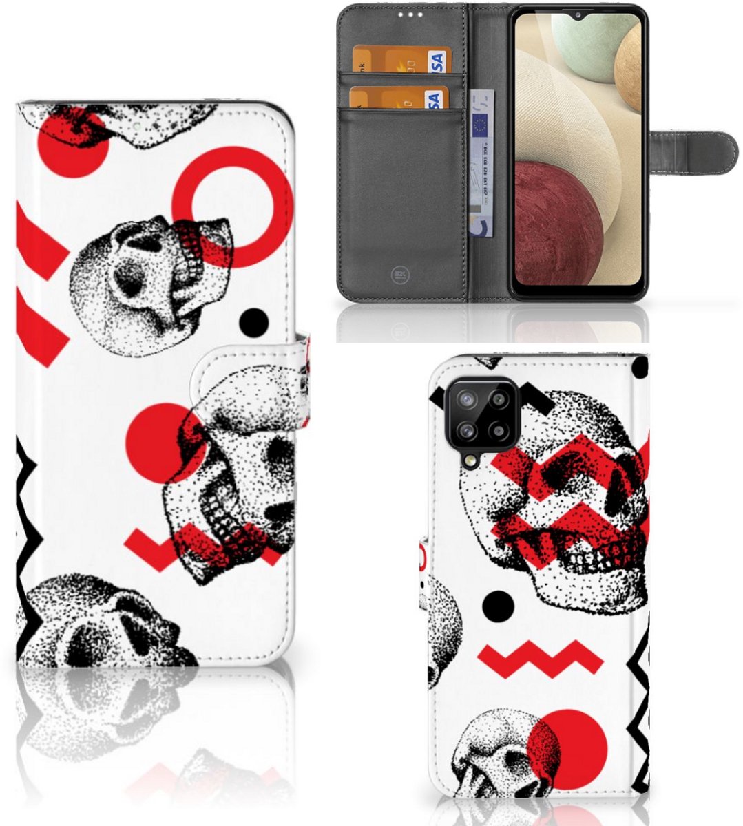 Telefoonhoesje met Naam Samsung Galaxy A12 Skull Red