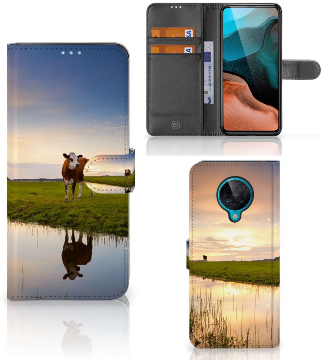 Xiaomi Poco F2 Pro Telefoonhoesje met Pasjes Koe