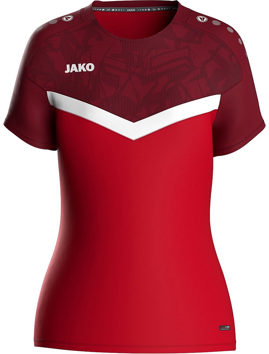 Jako Iconic T-Shirt Dames - Rood / Bordeaux | Maat: 36