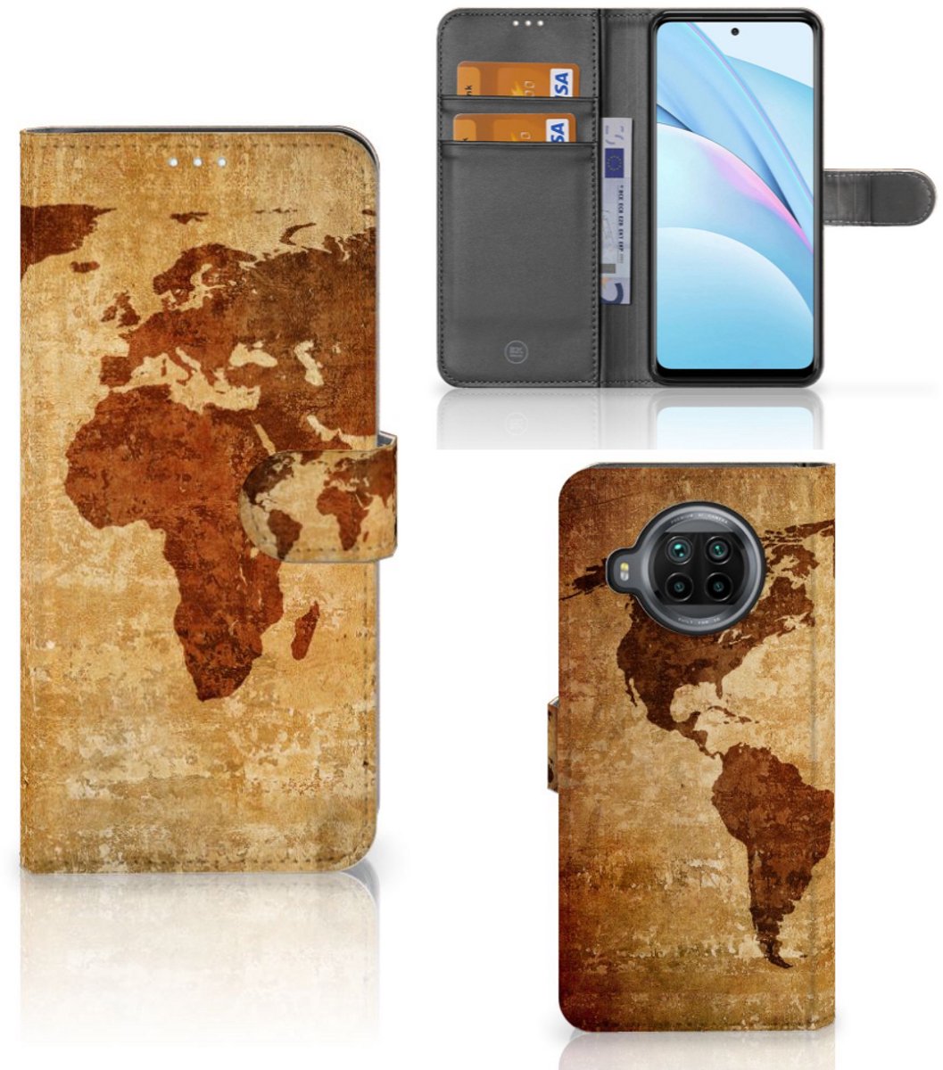 Xiaomi Mi 10T Lite Flip Cover Wereldkaart