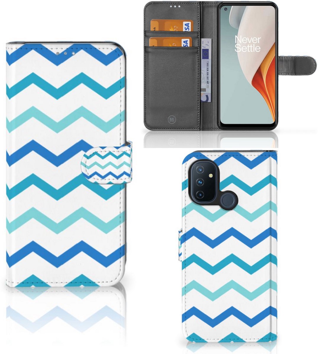 OnePlus Nord N100 Telefoon Hoesje Zigzag Blauw