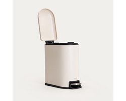 Homla - Linea Mat - Prullenbak Badkamer met Pedaal - Afvalbak Compact Metaal - Toilet Prullenbak met Deksel Geurvrij - Hygiënische Badkamer Afvalemmer Klein - 5L - 14.6 x 27.2 x 28.8 cm - Beige