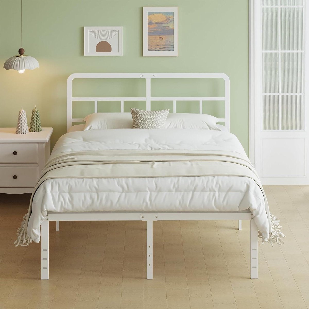 Bedframe met Hoofdbord - Metal bedframe - Slaapkamer inrichten - Geluidsvrije constructie 