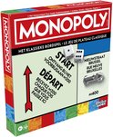 Monopoly bordspel doos met rode, blauwe en groene zijkanten. De voorkant toont het Monopoly logo en de 'START' vak met een auto speelfiguur.