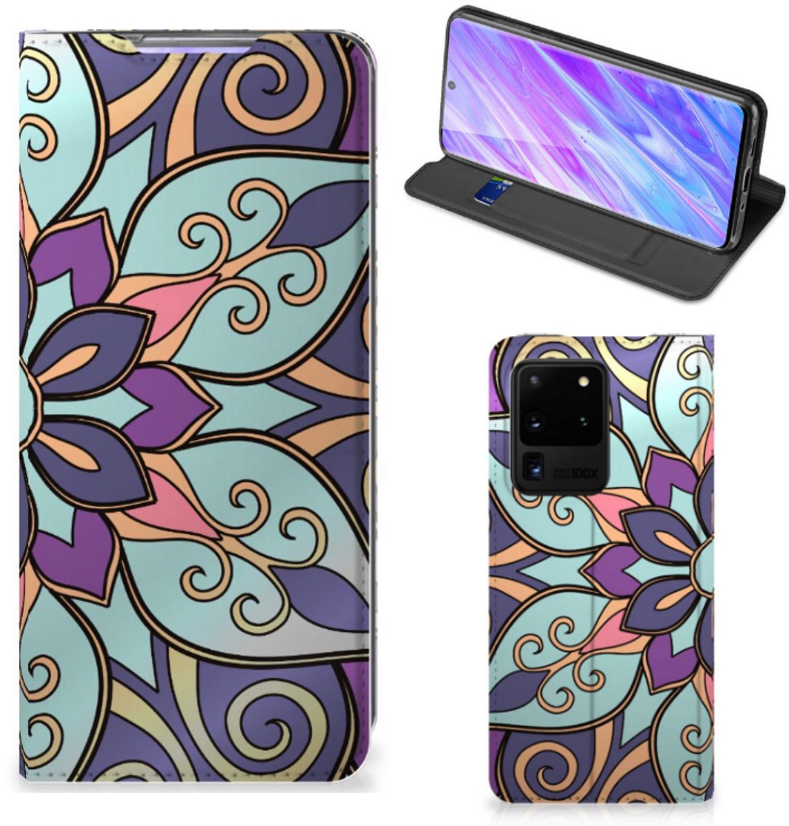 Samsung Galaxy S20 Ultra Smart Cover Purple Flower