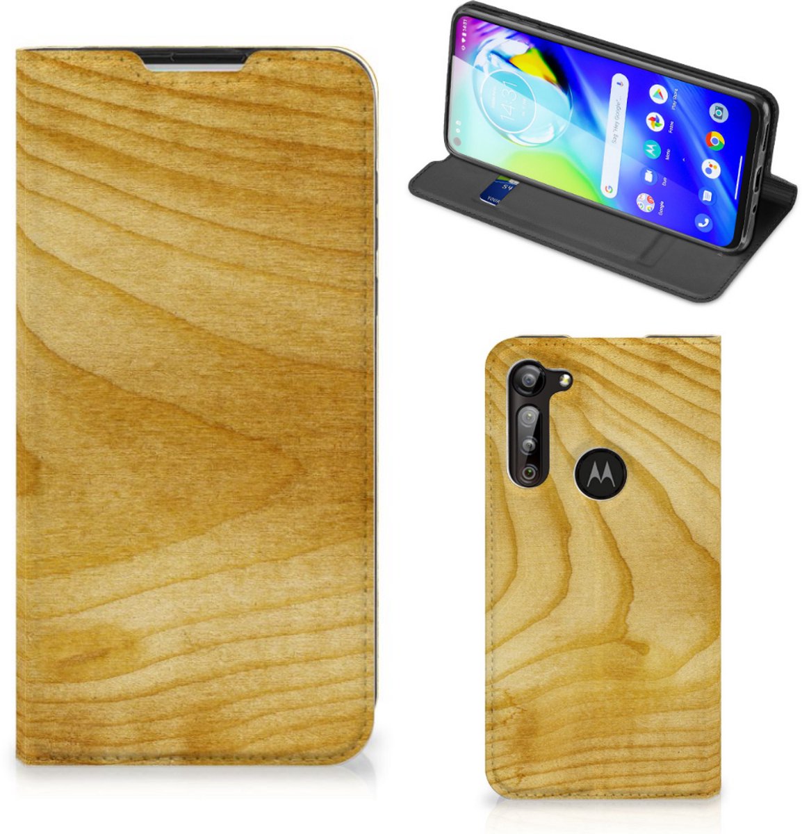 Motorola Moto G8 Power Book Wallet Case Licht Hout