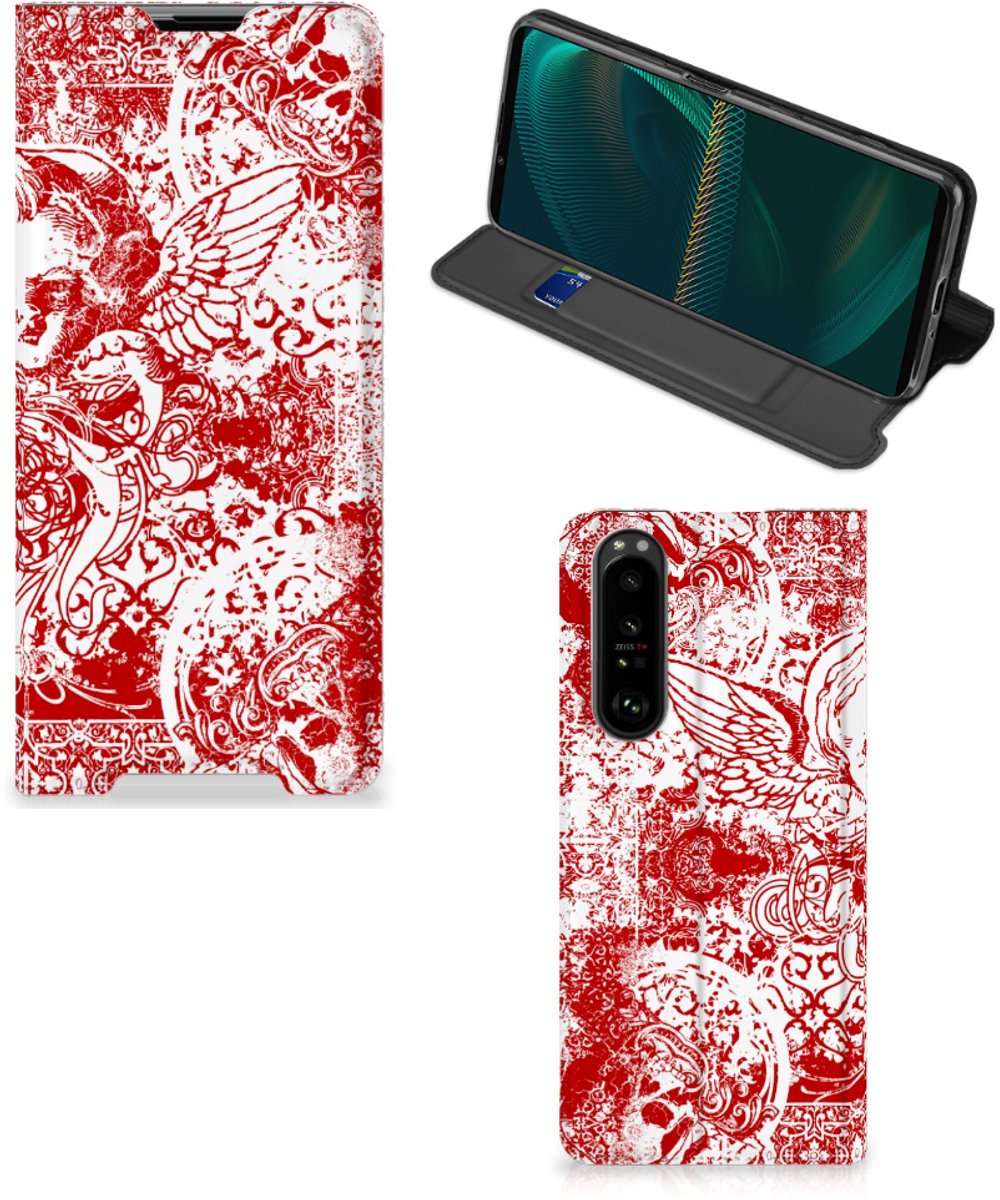 Book Case voor Mobiel BookCase Sony Xperia 5 III Angel Skull Rood