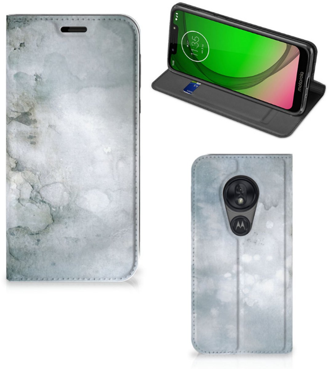 Bookcase Motorola Moto G7 Play Painting Grey
