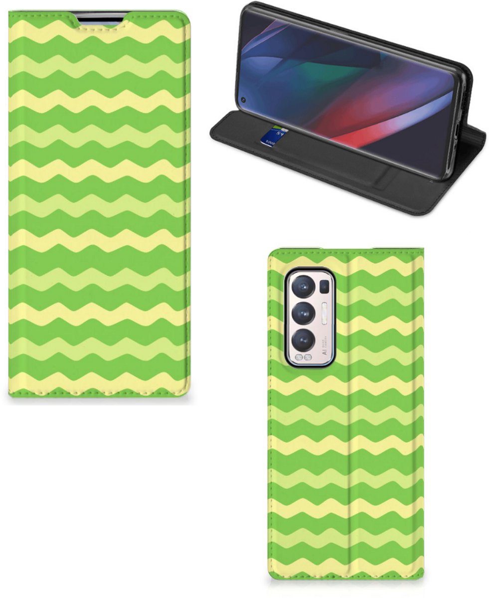 OPPO Find X3 Neo Hoesje met Magneet Waves Green