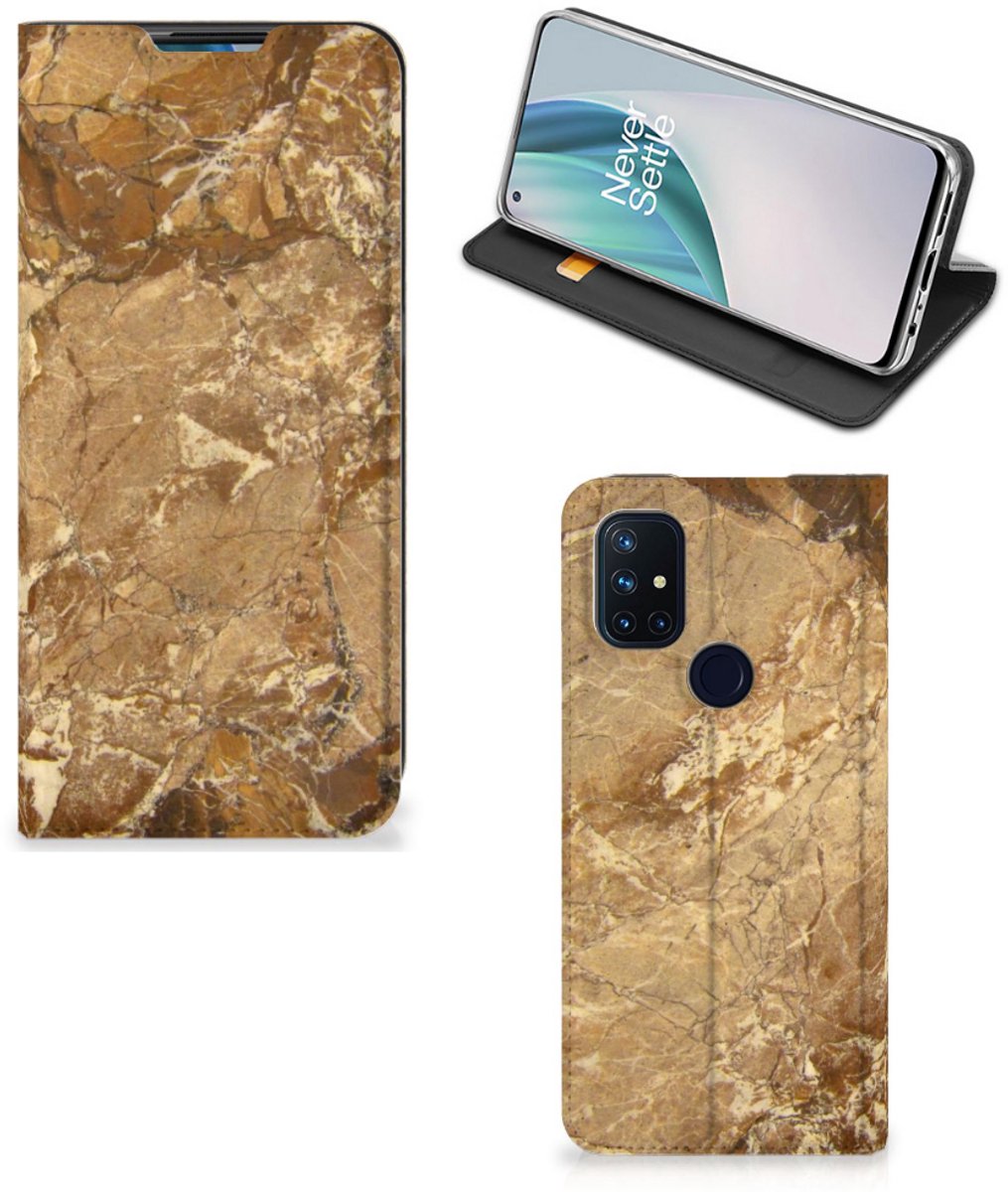 Standcase Hoesje voor OnePlus Nord N10 5G Standcase Marmer Creme