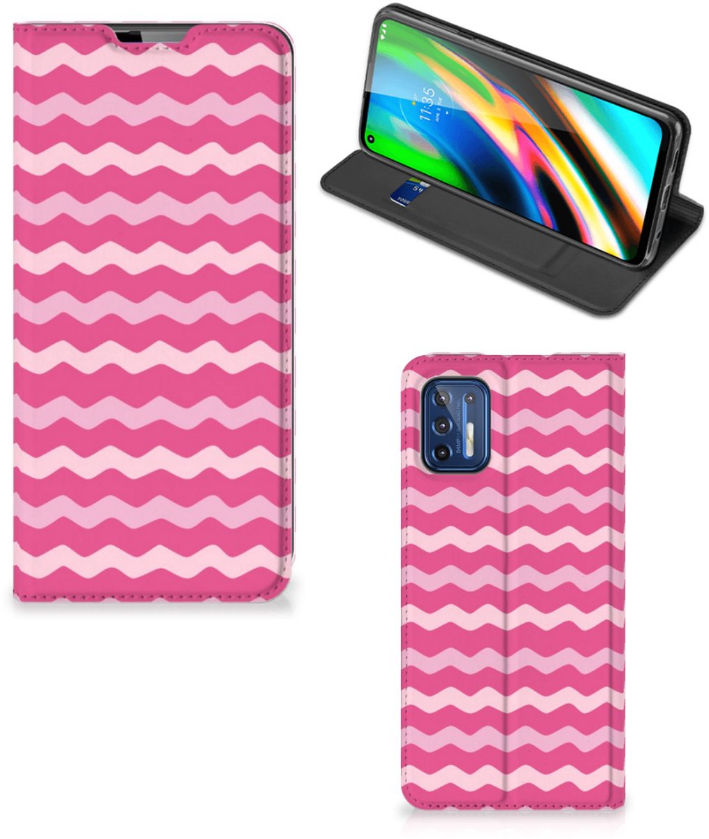 Motorola Moto G9 Plus Hoesje met Magneet Waves Pink