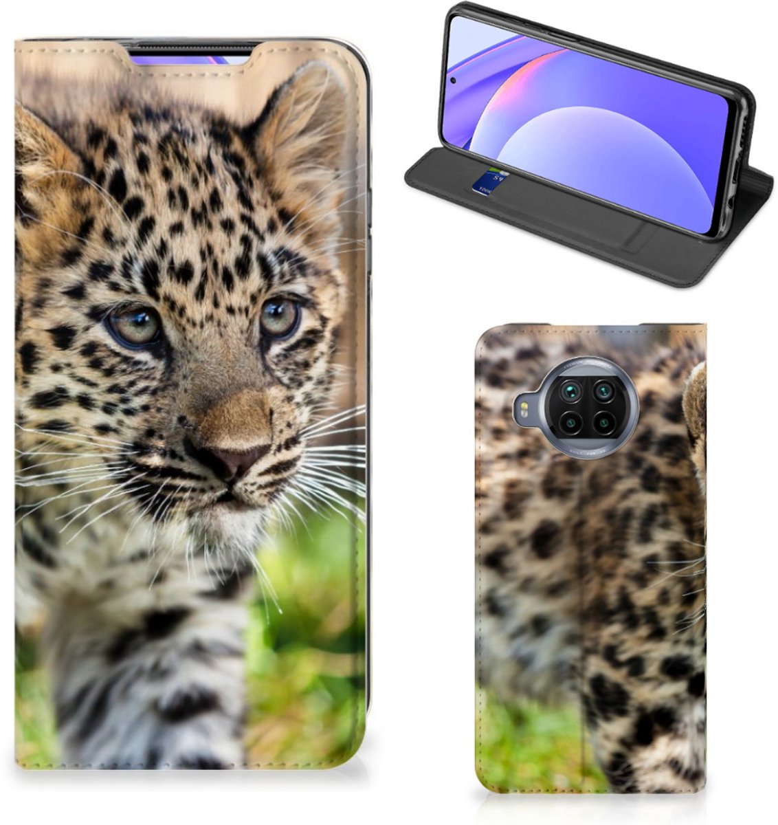 Book Case voor Xiaomi Mi 10T Lite Hoesje maken Baby Luipaard
