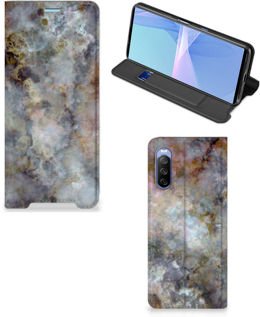 Sony Xperia 10 III Standcase Marmer Grijs