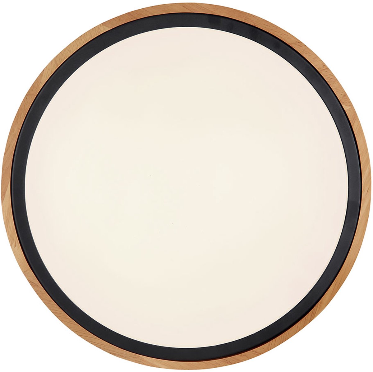 Globo Plafondlamp woonkamer lamp hout licht, landhuis, CCT, metaal hout, zwart opaal, rond, 1x LED 12W 530lm warm wit-daglicht wit, DxH 30,7x9 cm Bruin