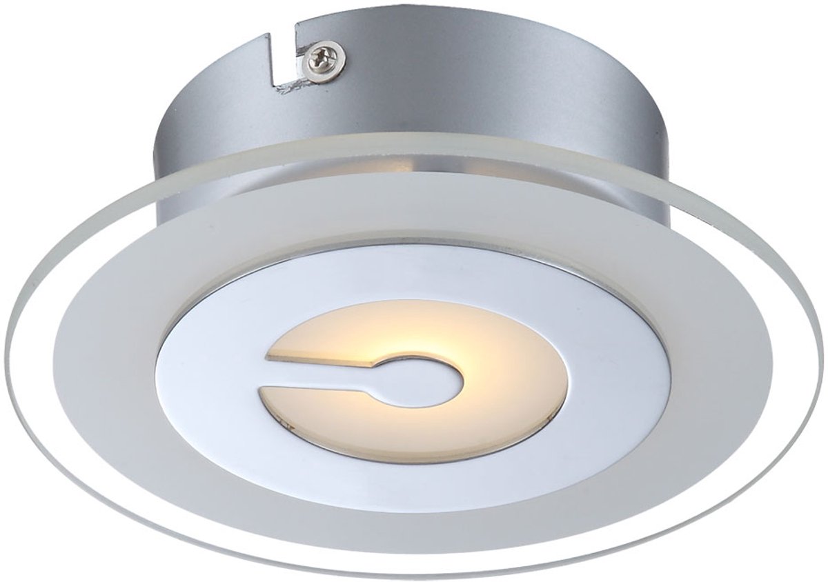 Plafondlamp LED plafondlamp ronde ganglamp chroom keukenlamp, gedeeltelijk gesatineerd glas, 5W 400lm warm wit, DxH 16x5,2 cm