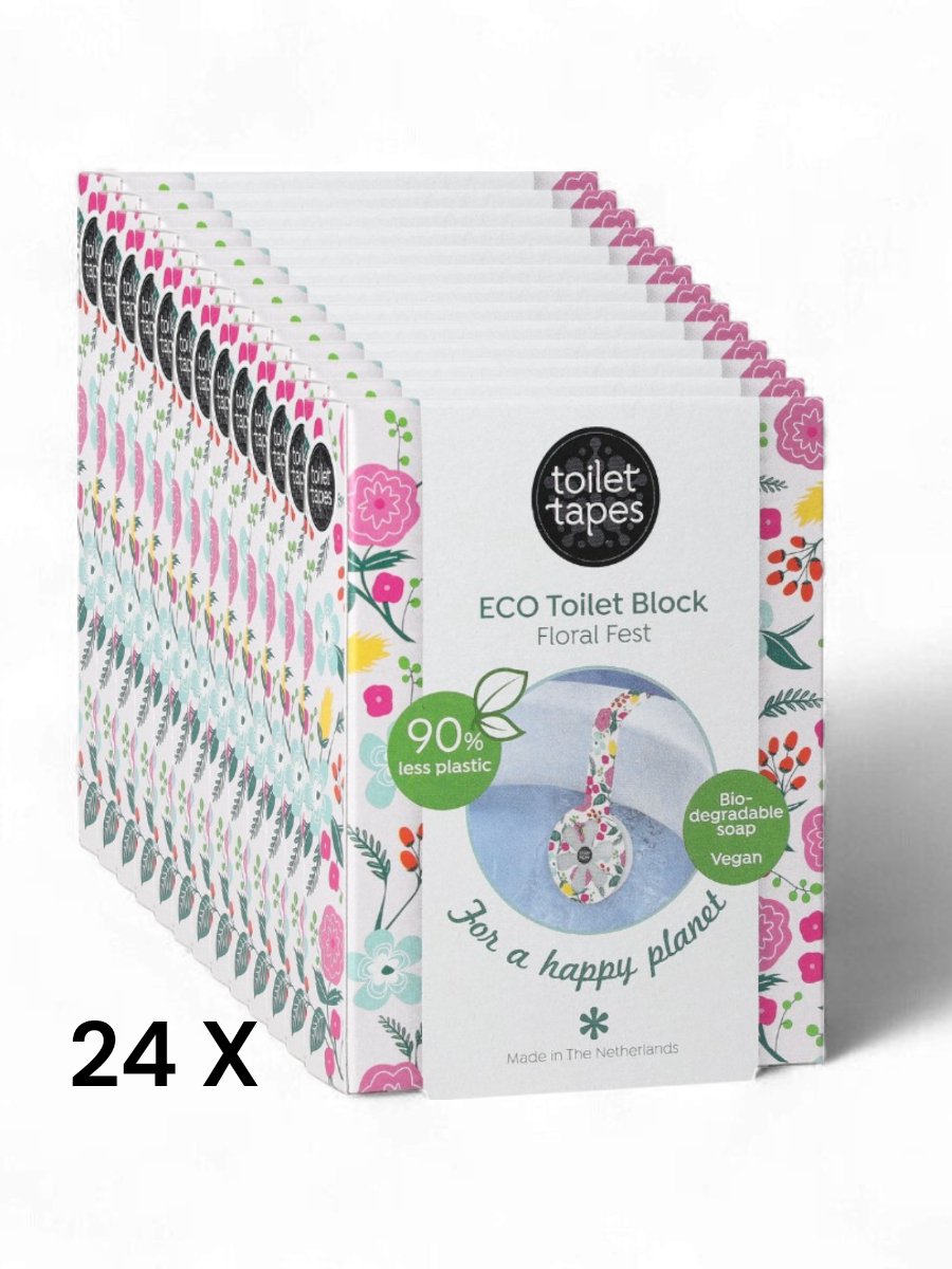 Toilet Tapes - Floral Fest - voordeelverpakking - 24 stuks - Eco-vriendelijke WC Blokjes - 220+ Spoelbeurten - Tot 90% Minder Plastic, Efficiënte Toiletsteen - ook geschikt voor randloos toilet - duurzaam verpakt in FSC karton