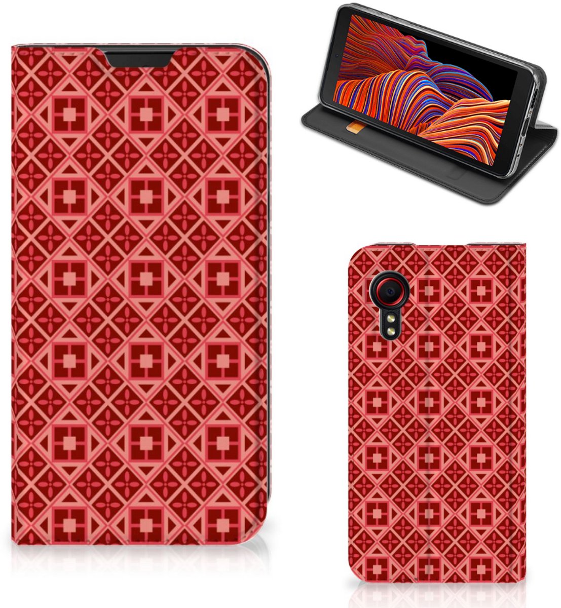 Samsung Galaxy Xcover 5 Hoesje met Magneet Batik Rood