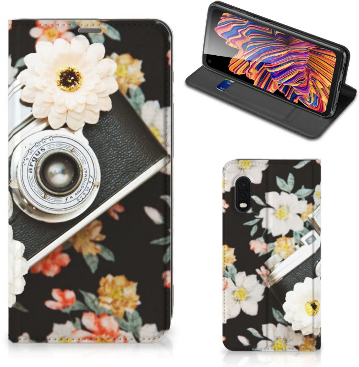 Samsung Xcover Pro Stand Case Vintage Camera