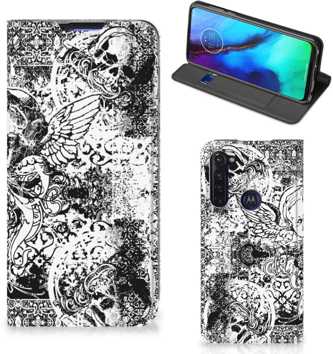 Mobiel BookCase Motorola Moto G Pro Skulls Angel