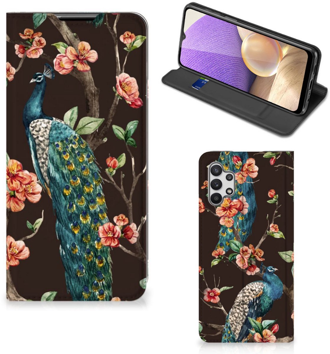 Samsung Galaxy A32 5G Hoesje maken Pauw met Bloemen